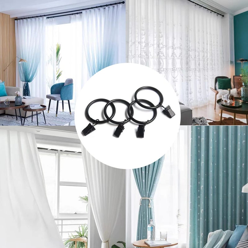 Datttcc 40 Pack Metal Curtain Rings with Clips, Drapery Clips with Rings, Curtain Hangers Clips for Home,Hotel and Office, Drapes Rings 1.26 inch Interior Diameter,Black - Image 5